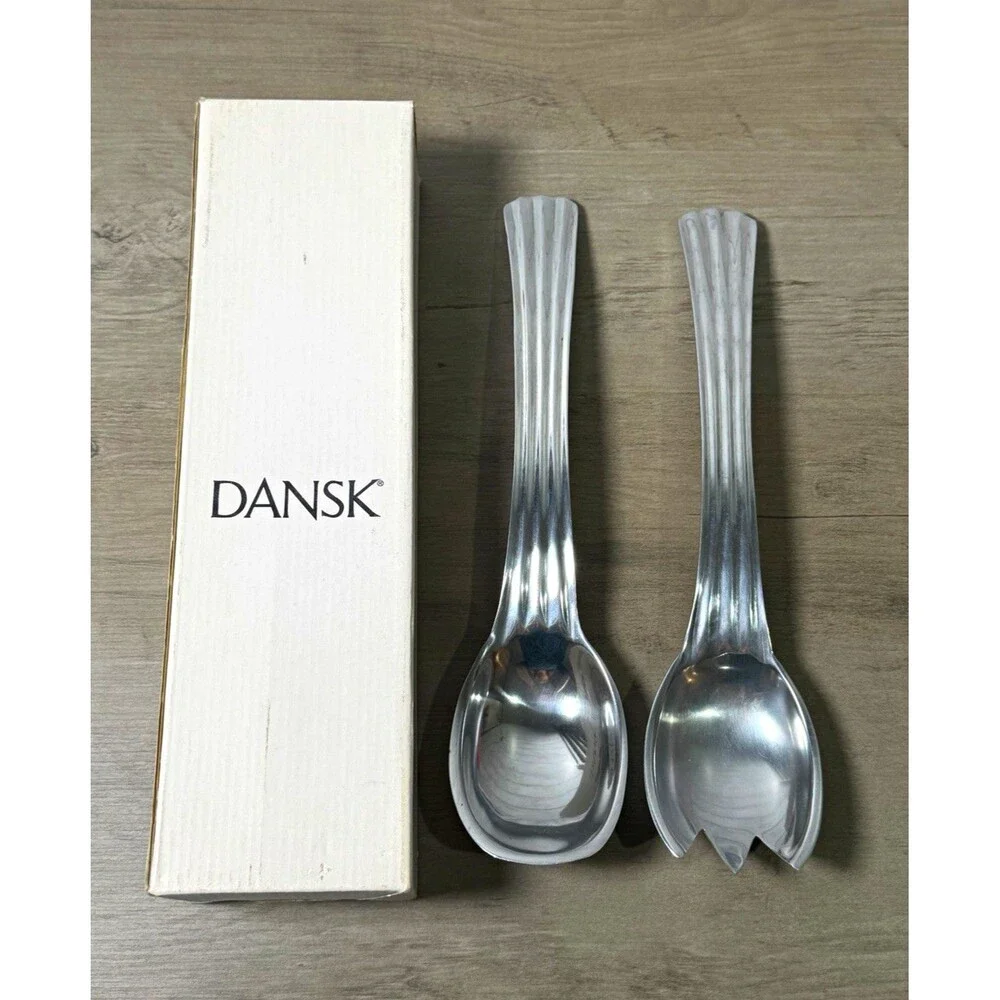 Dansk Vesi Aluminum 12in Serving Set Spoon & Fork, 2pc with box